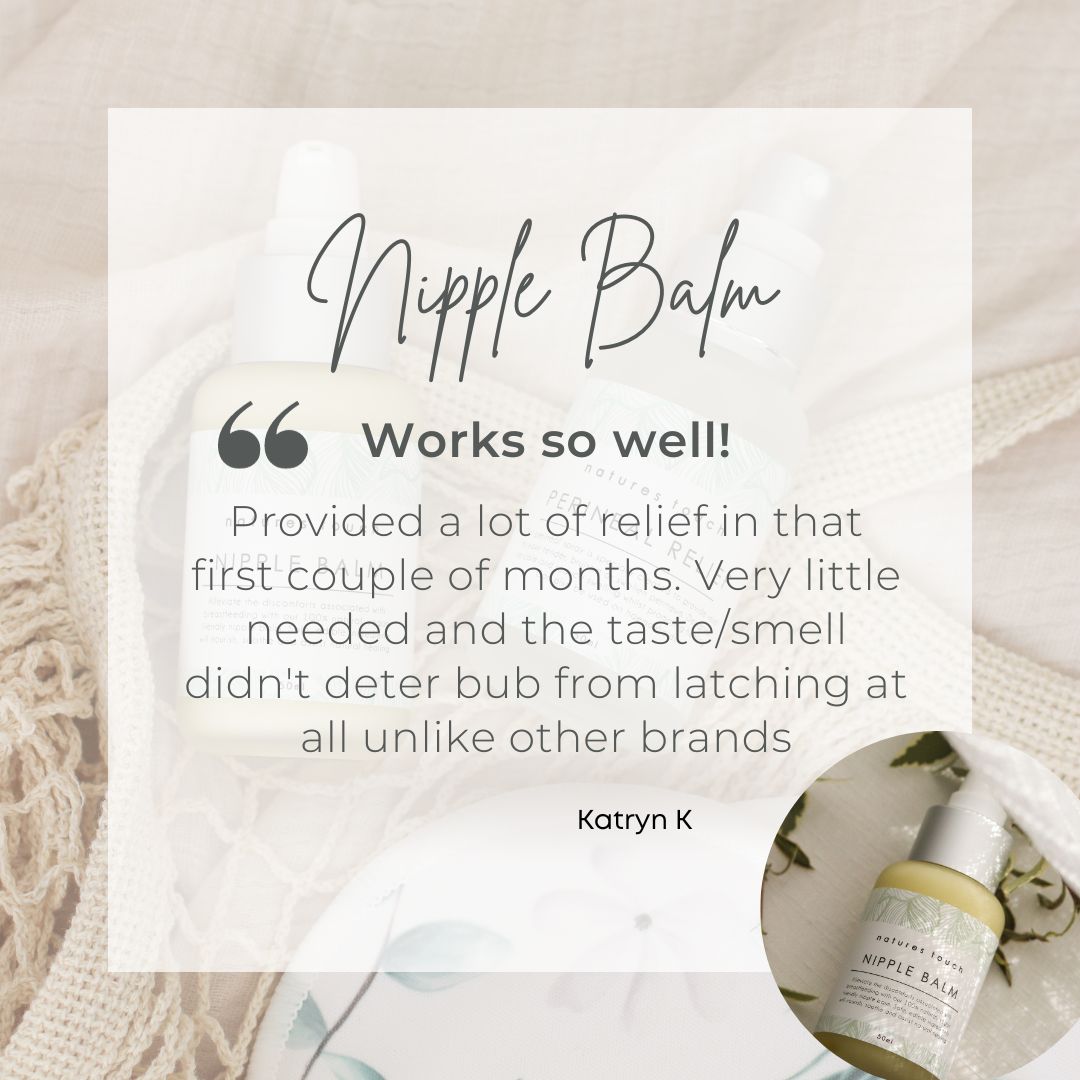 
                  
                    What mums are saying about Natures Touch nipple balm. A nourishing, natural remedy for sore and cracked nipples. Breast feeding support for nursing mums 
                  
                