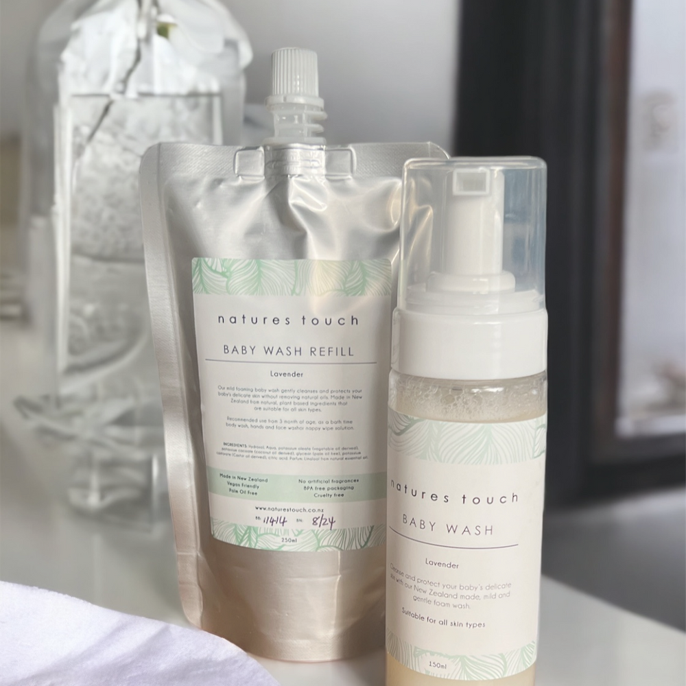 Discover the tender care of Natures Touch Baby Wash. With its gentle, nourishing ingredients, to keep baby's skin clean & soft, 