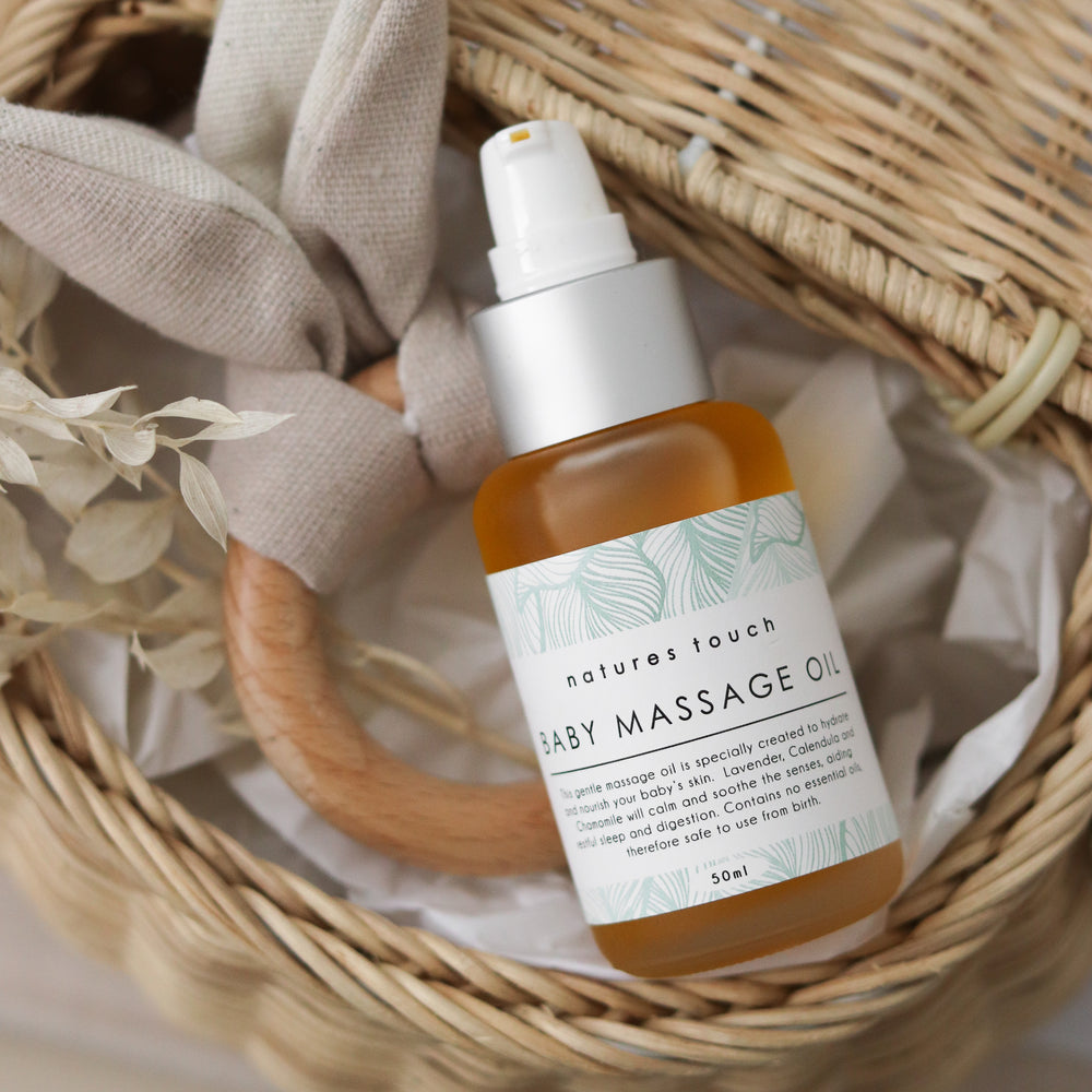 A natural baby massage oil, gently infused with lavender, chamomile & calendula. Hydrating and nourishing delicate skin. vegan friendly massage oil